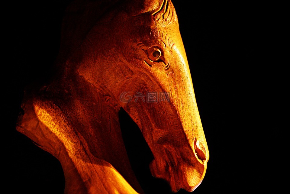 马,雕像,木材