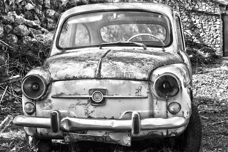 被遗弃的汽车,古董车,汽车