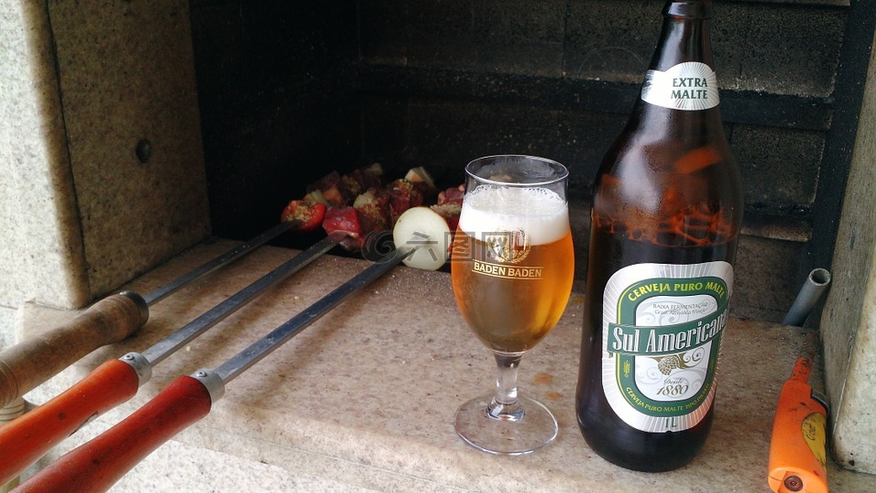 烧烤,啤酒,食品