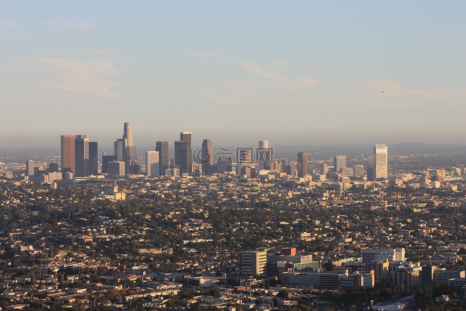 洛杉矶市中心,pic 从天空,洛杉矶