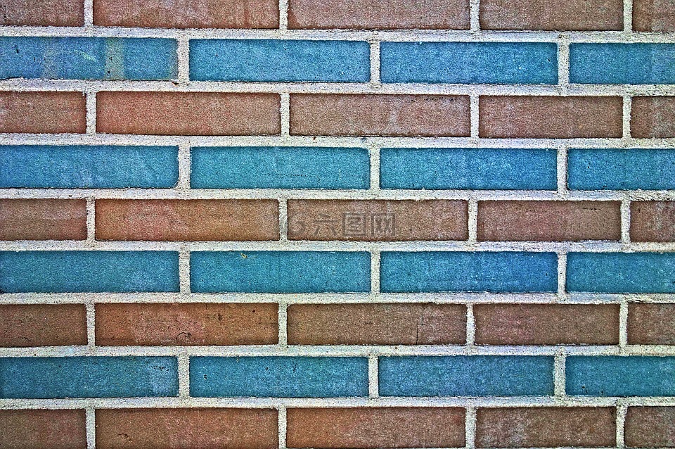 砖墙,墙,蓝色的砖墙