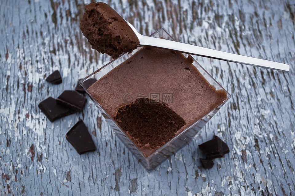 巧克力慕斯,神秘的清淡食物摄影,甜点
