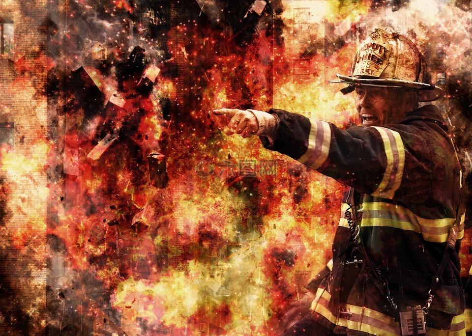 消防队员,火,火焰