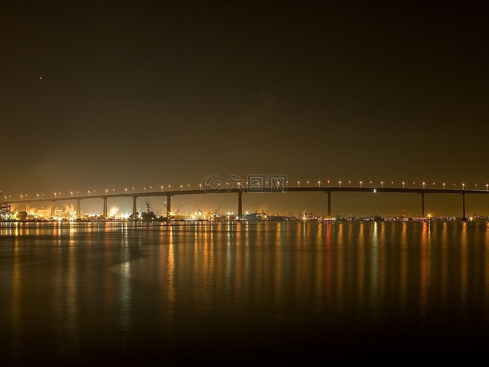 桥,晚上,夜