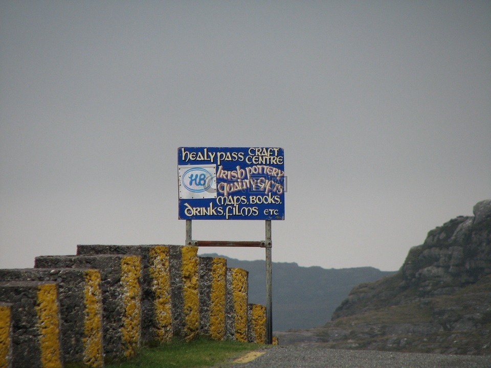 爱尔兰,道路标志,小山
