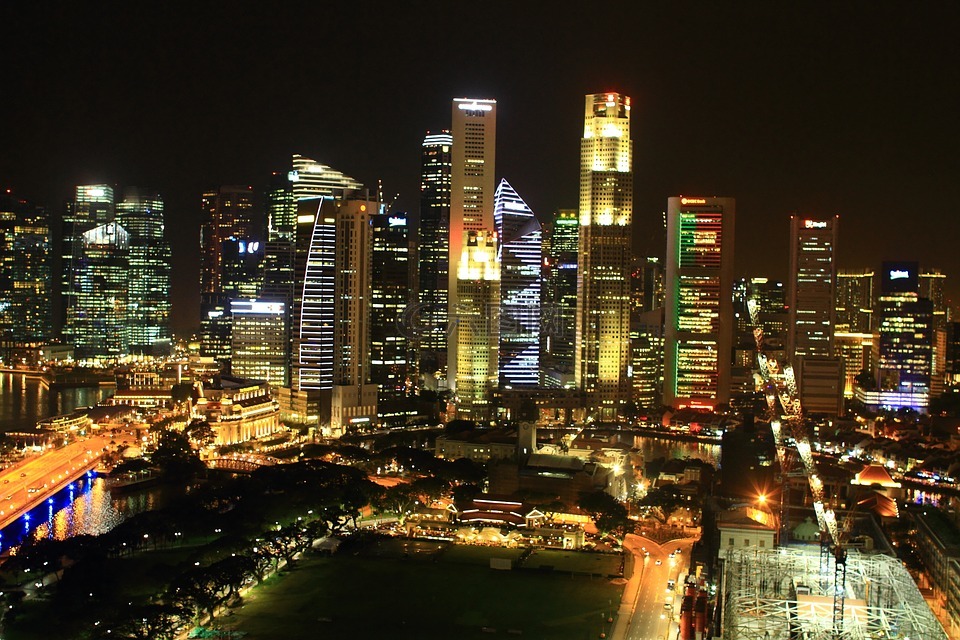 新加坡,夜景,滨海湾