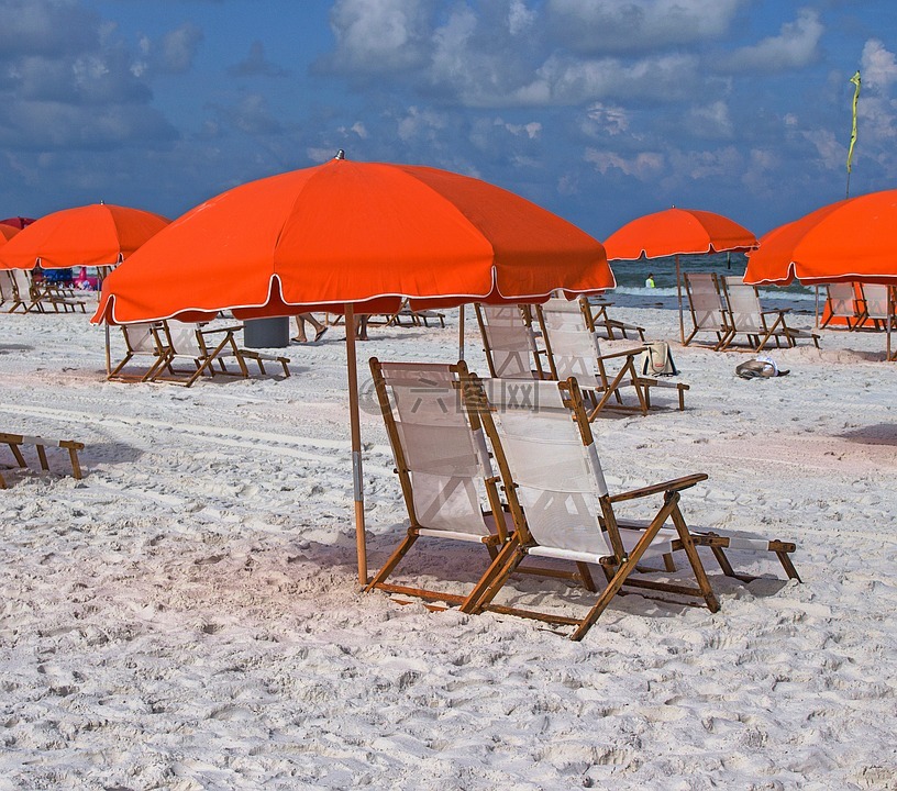 克利尔沃特海滩,使用,伞和椅子
