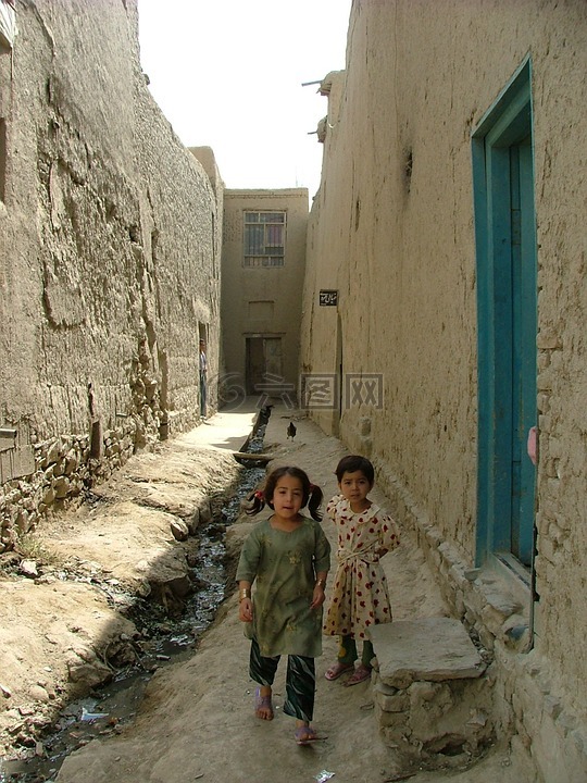 儿童,泥屋,喀布尔