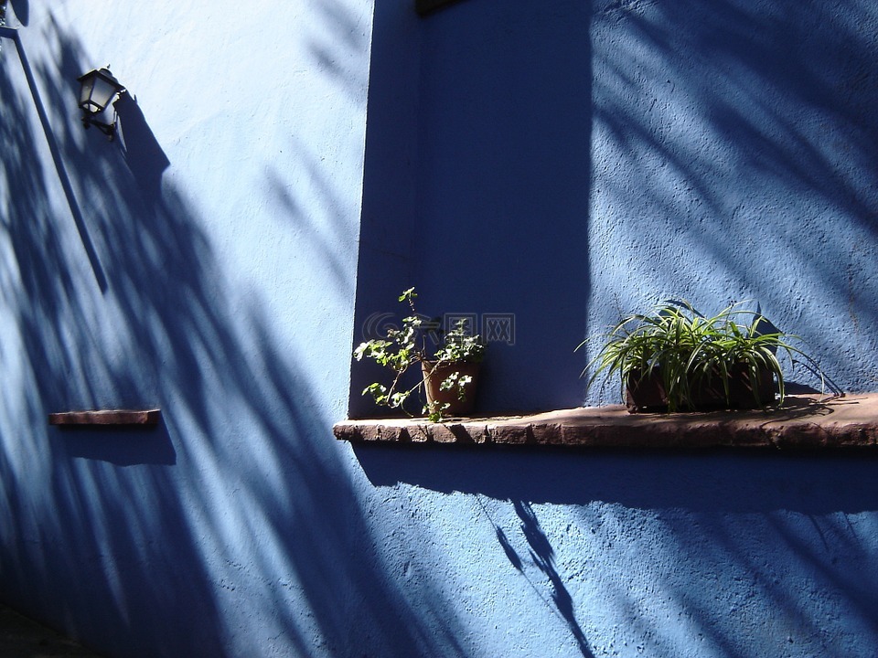 蓝色,房子,建筑