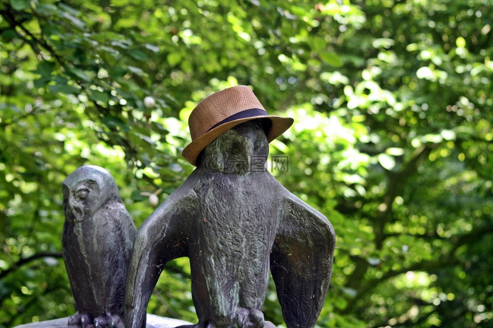 雕塑,在公园里散步,hamburgensien