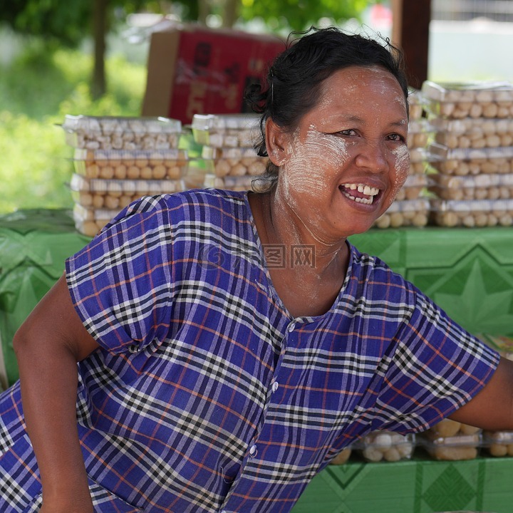 市场的女人,缅甸,市场摊位