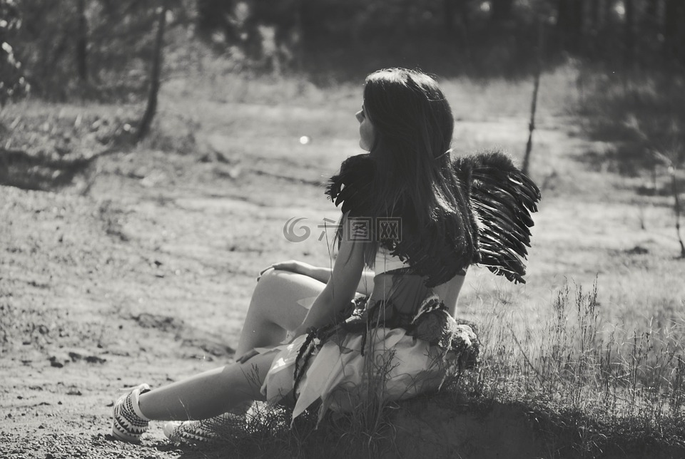 女孩,服装,天使的翅膀