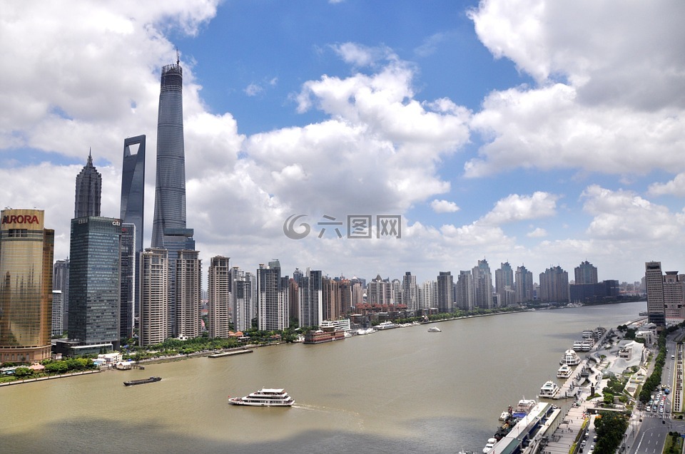 上海,天空,建筑