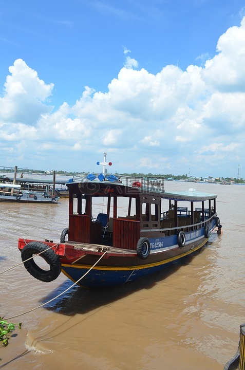 湄公河,船,河