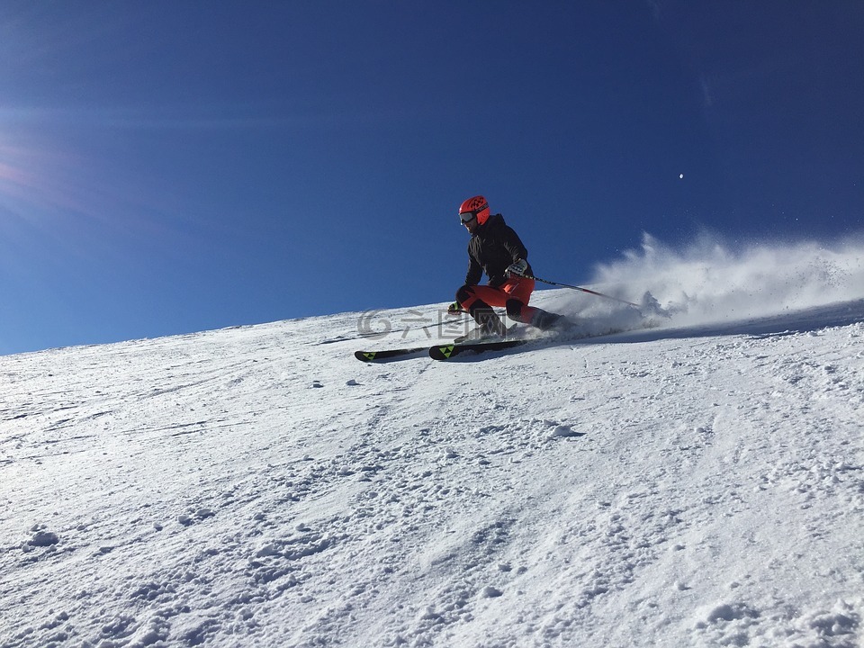 滑雪,蓝蓝的天空,天空