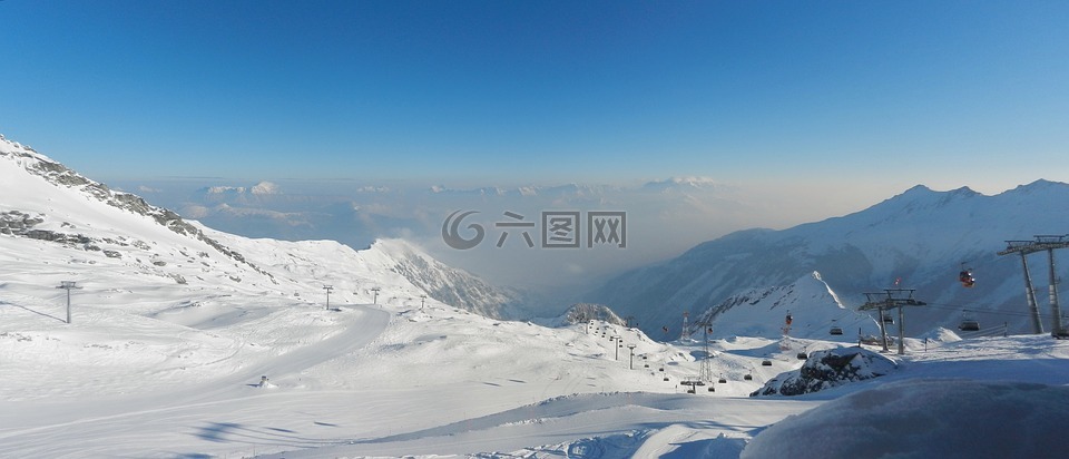 全景,kitzsteinhorn,云层上方