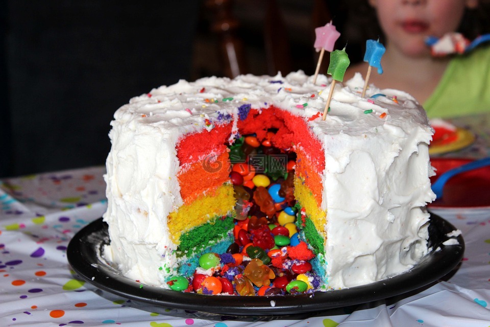 蛋糕,彩虹,生日