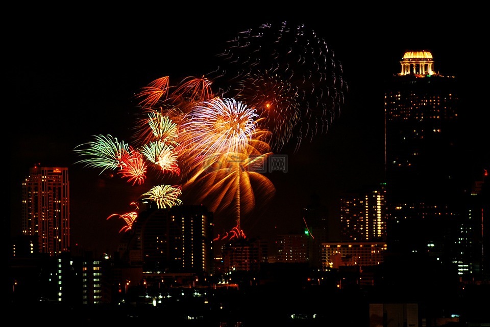 焰火,节日,曼谷