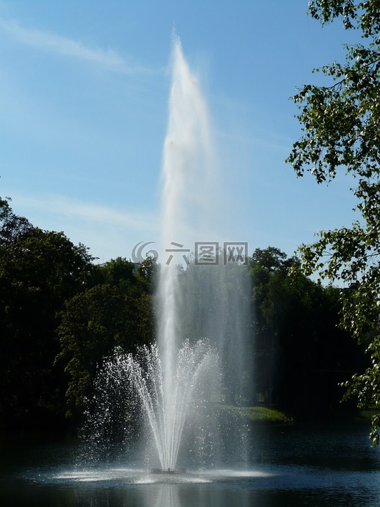 喷泉,水,水景