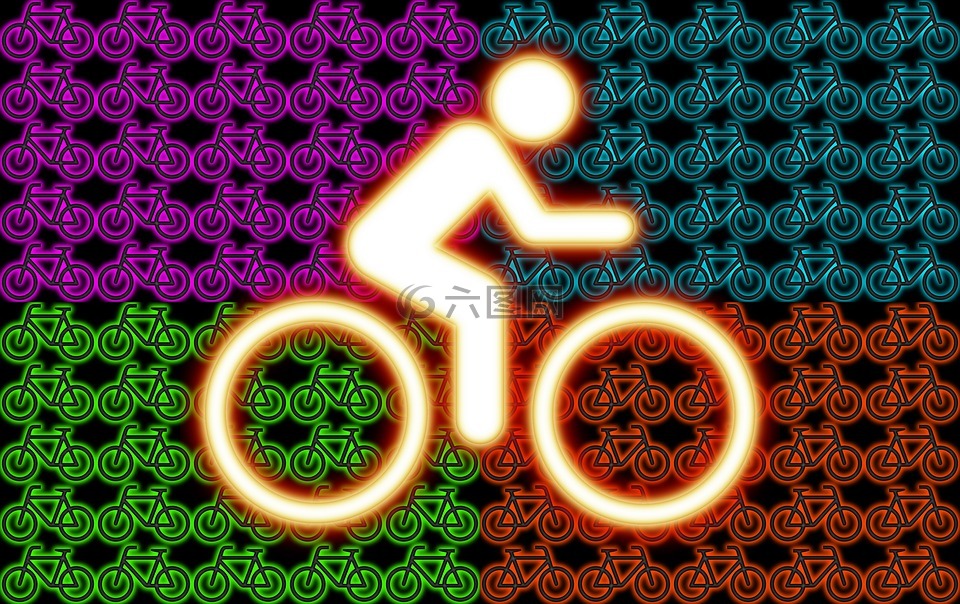 自行车,霓虹灯的色彩,图形