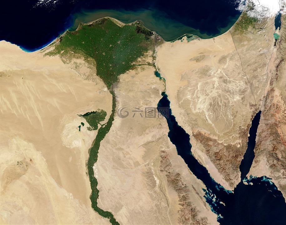 埃及,尼罗河,鸟瞰图