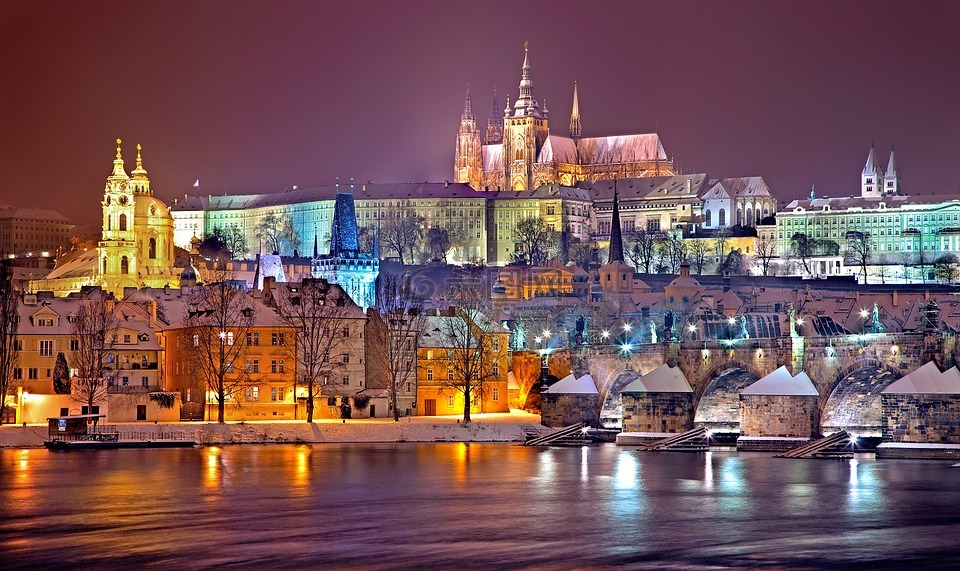 布拉格,冬天,夜