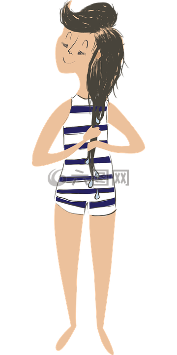 泳衣,女孩,游泳