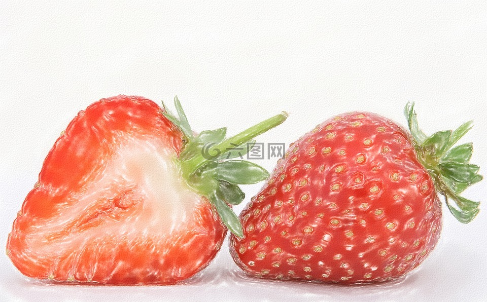 草莓,水彩画,背景