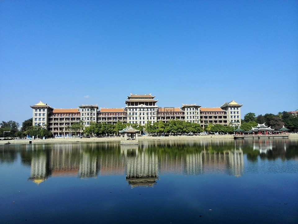 水中倒影,福建厦门,房屋设计