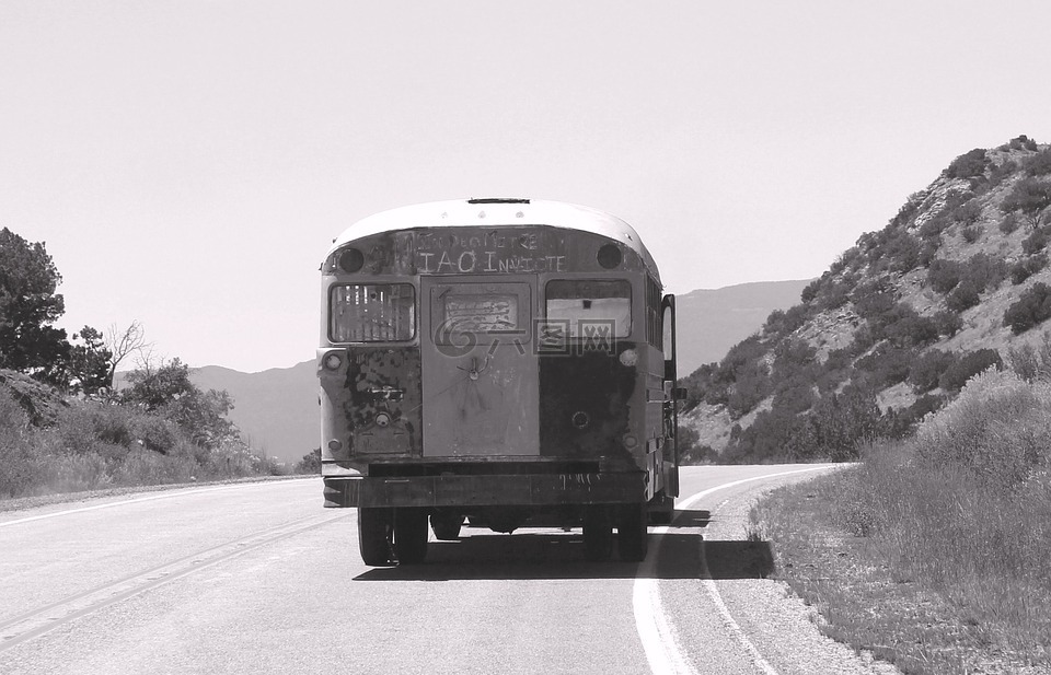 新墨西哥州,绿松石的踪迹,旧公共汽车