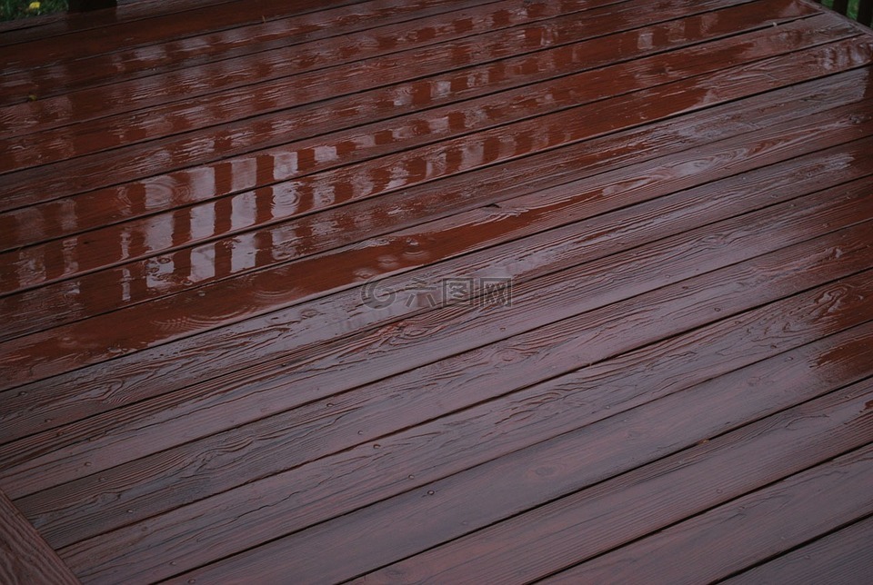 甲板,木,雨