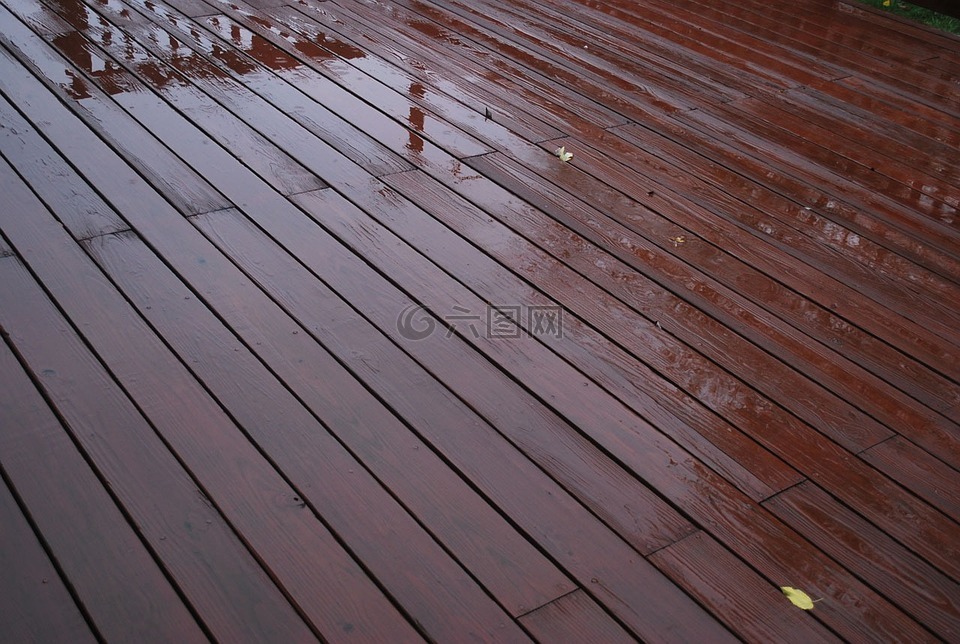 甲板,木,雨