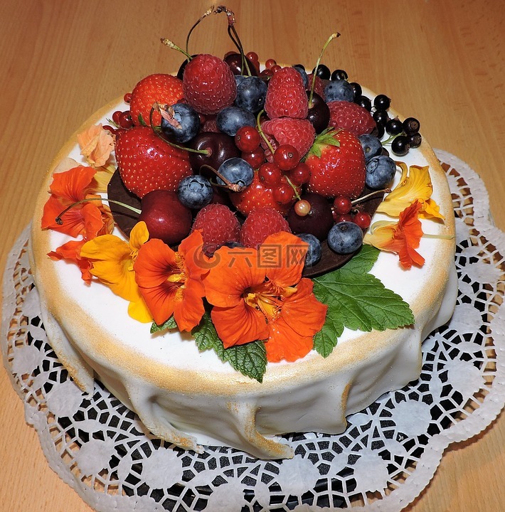 蛋糕,水果,樱桃