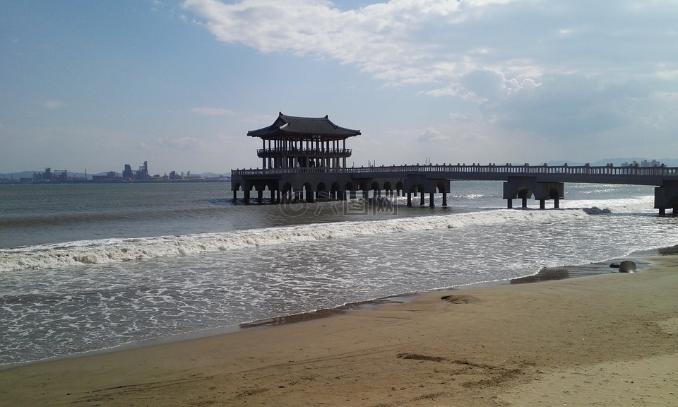 海滩,沿海,丽城