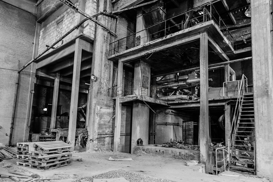 废弃的工厂,老,工业
