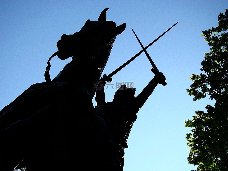雕像,国王,马