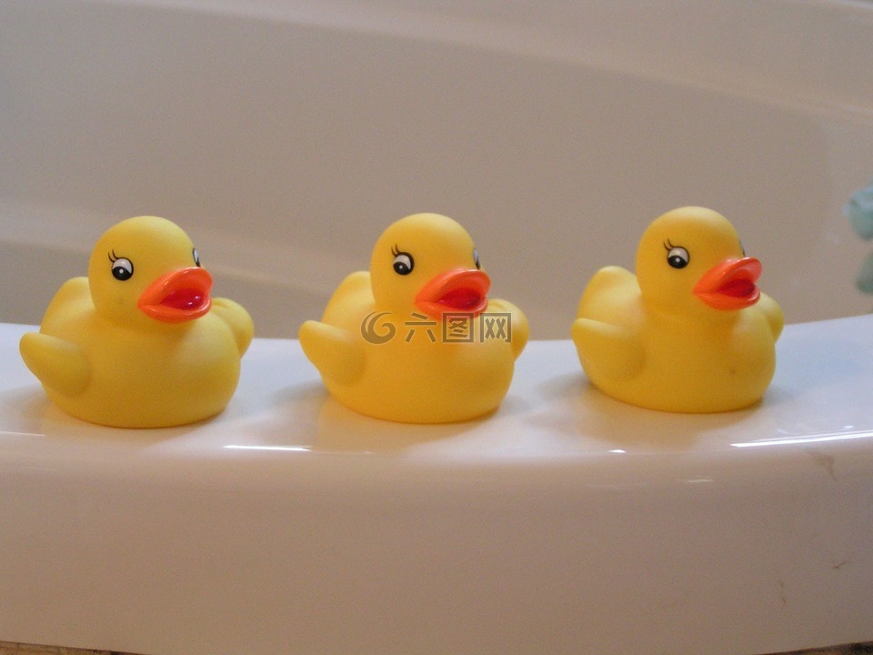 橡胶 duckies 大力压制,黄色,鸭子