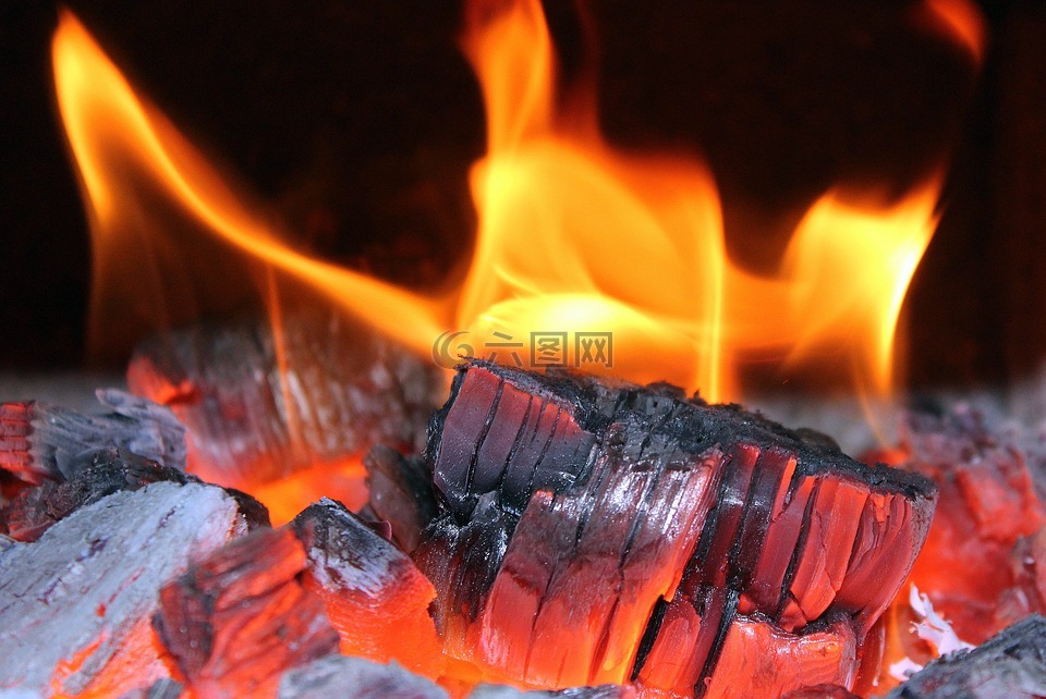 火灾,壁炉,木材