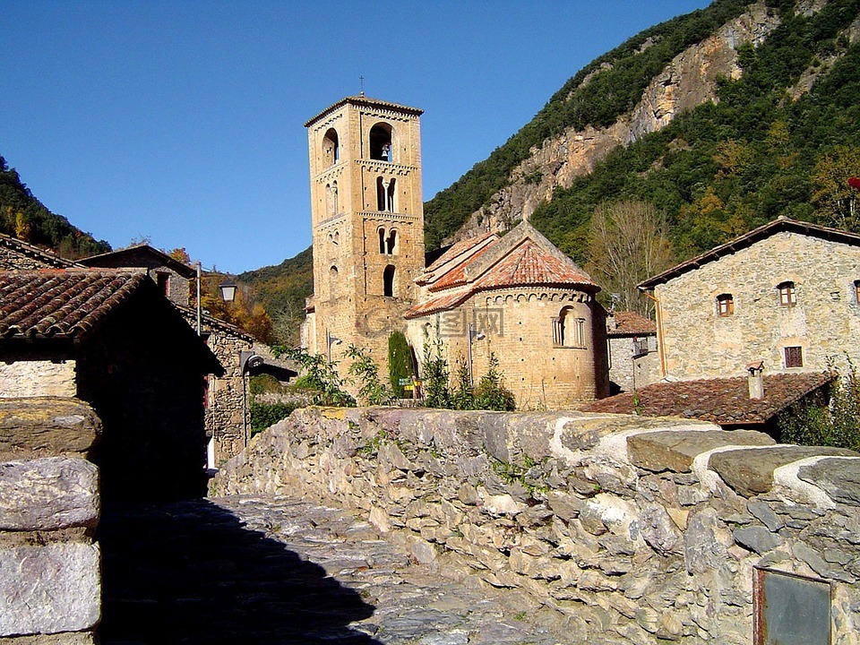 教堂,村,意大利