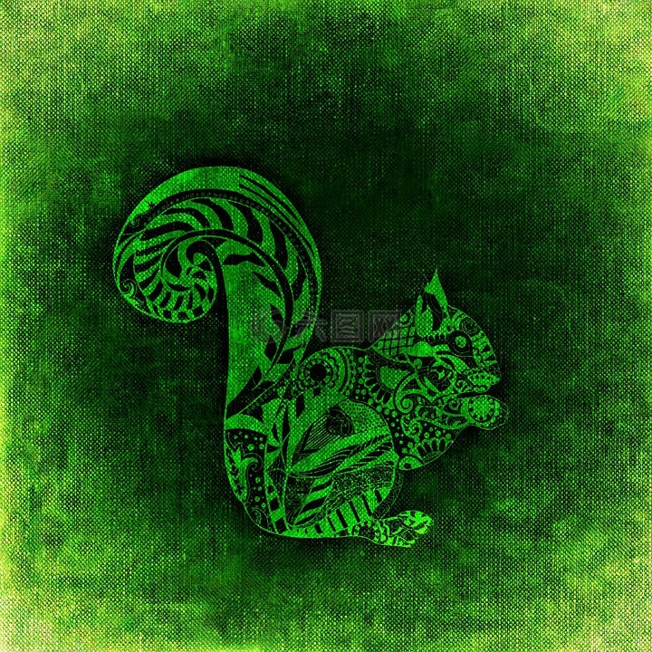 松鼠,绿色,抽象