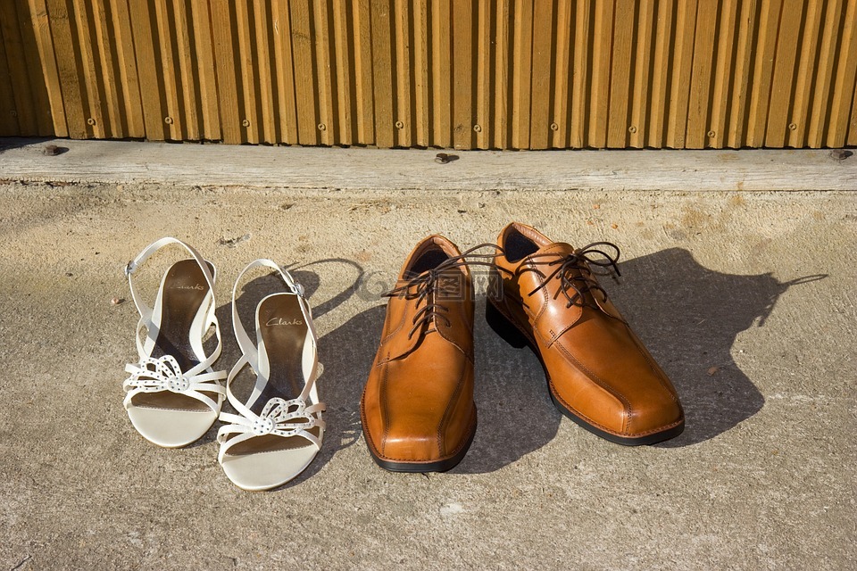 婚礼,鞋,棕色