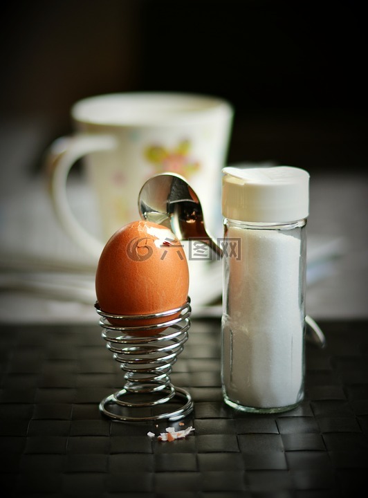 鸡蛋,早餐鸡蛋,盐瓶