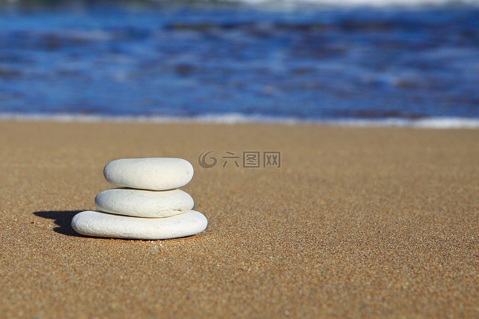 平衡,海滩,蓝色