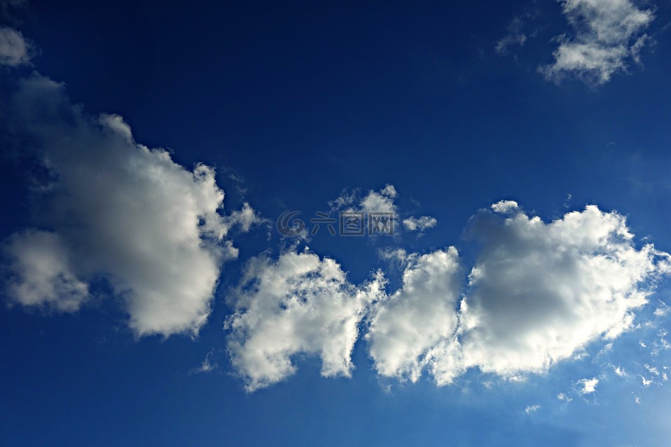 云,天空,蓝色的天空的云彩
