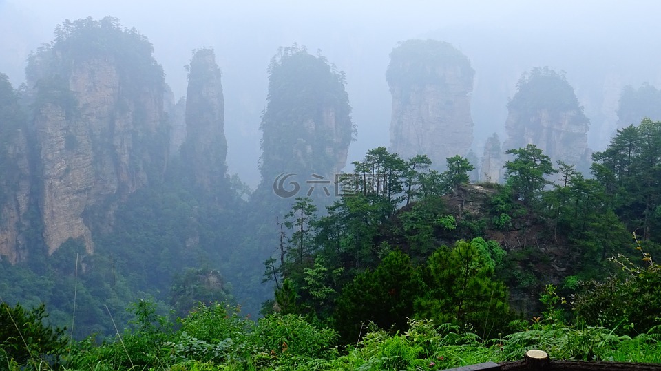 中国,山,自然