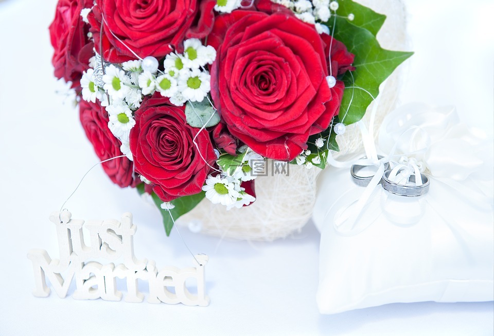 玫瑰,brautstrauß,婚礼花束