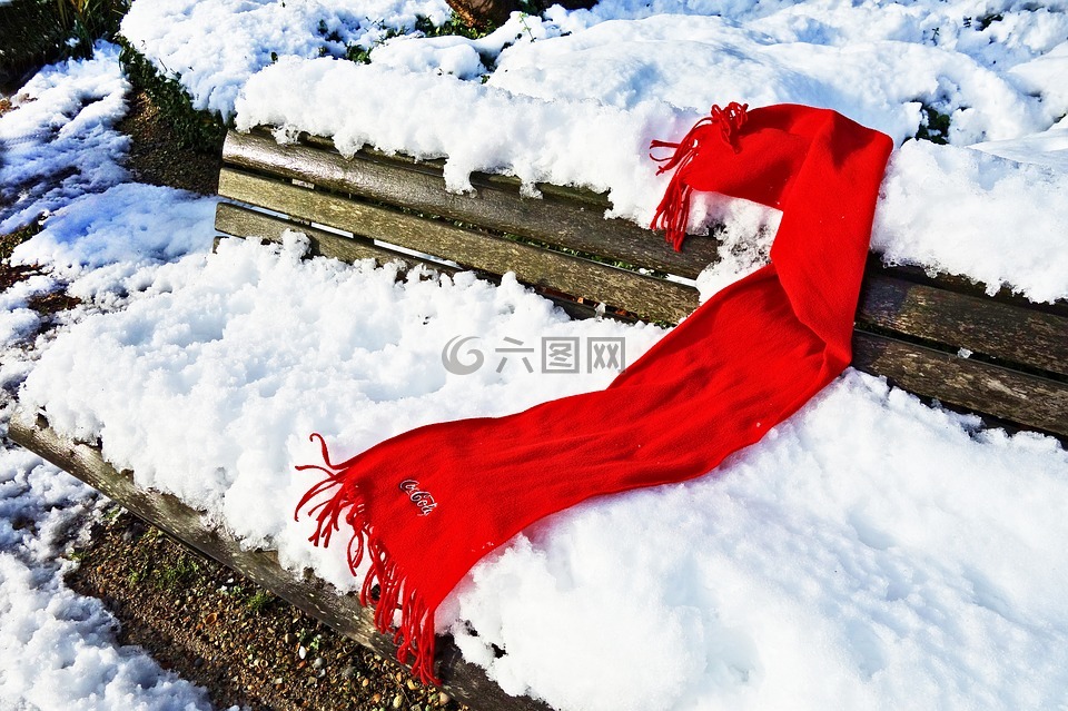 围巾,红色的围巾,毛纺