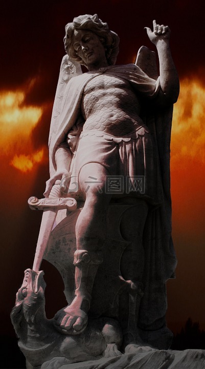 雕像,大天使麦克,龙剑