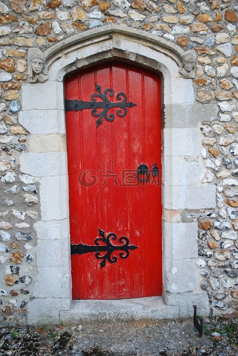门,红色,教堂