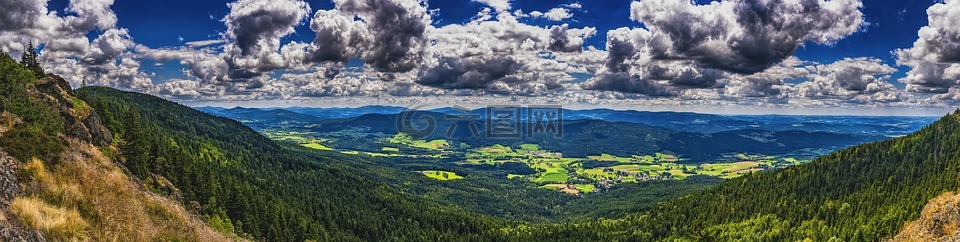 全景,巴伐利亚森林,山
